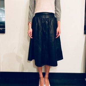 Black midi leather skirt